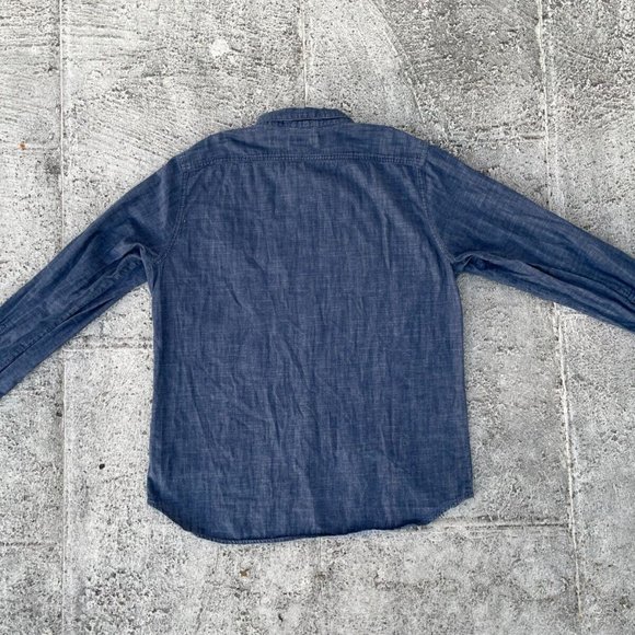 Attention Men Casual Shirt Button Up Blue Denim Long Sleeve Modern Fit Shirt Siz - Picture 4 of 9